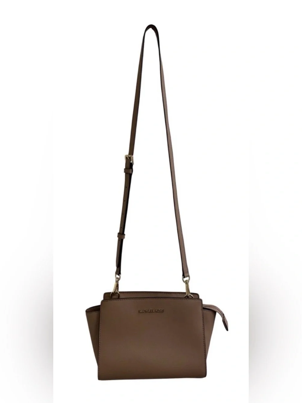 Michael Kors Selma Large Saffiano Leather Crossbody Taupe -NWT & Dust Bag